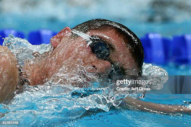 Ryan Cochrane of Canada competes in the Men's 1500m Freestyle final held at the National Aquatics Centre during Day 9 of the Beijing 2008 Olympic...