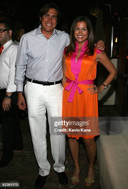 Jaime Jimenez and Gigi Stone attend the HOLLYWOULD & Baccarat Dinner at Kobe Beach Club on August 16, 2008 in East Hampton, New York