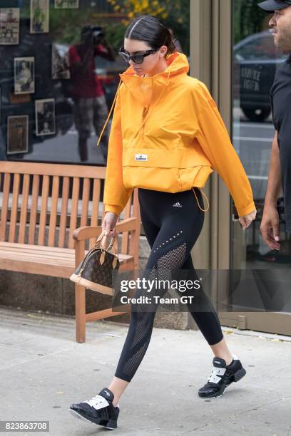 Kendall Jenner seen leaving gym on July 27, 2017 in New York City.
