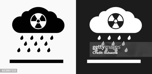nuclear rain icon on black and white vector backgrounds - rain black background stock illustrations
