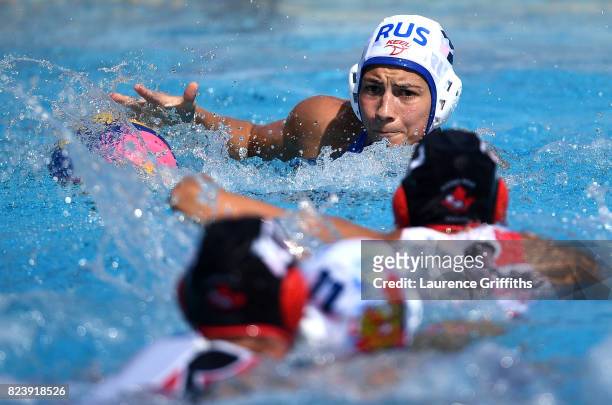 Ekaterina Prokofyeva of Russia in action during the Women's Waterpolo Bonze Medal match between Russia and Canada on day fifteen of the Budapest 2017...