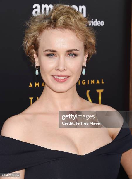 Actress Dominique McElligott arrives at the Premiere Of Amazon Studios' 'The Last Tycoon' at the Harmony Gold Preview House and Theater on July 27,...