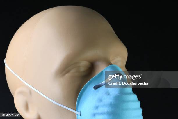 close-up of a workers safety respirator for lung protection - respiratory protection construction stock pictures, royalty-free photos & images