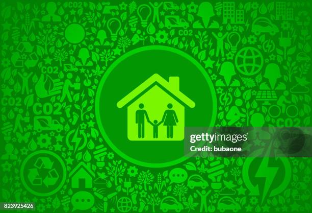 home & family environment green vector icon pattern - electric vehicle at home stock illustrations