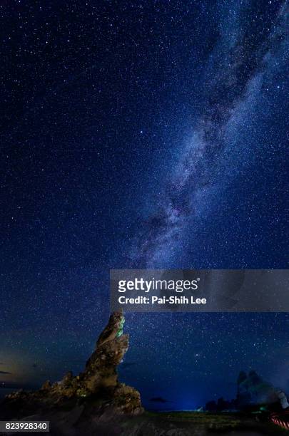 milky way and the crocodile rock - lanyu taiwan stock pictures, royalty-free photos & images