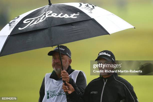 Tom Pernice Jnr of the United States looks on during the second round of the Senior Open Championship presented by Rolex at Royal Porthcawl Golf Club...