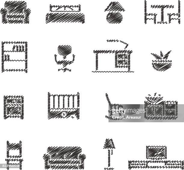 furniture icons // scribble series - bookstand stock illustrations