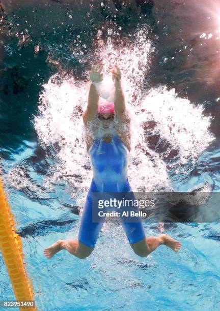 Yuliya Efimova of Russia competes during the Women's 200m Breaststroke final on day fifteen of the Budapest 2017 FINA World Championships on July 28,...