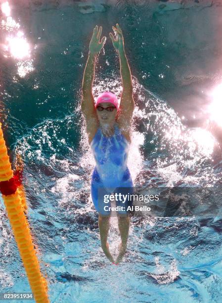 Yuliya Efimova of Russia competes during the Women's 200m Breaststroke final on day fifteen of the Budapest 2017 FINA World Championships on July 28,...
