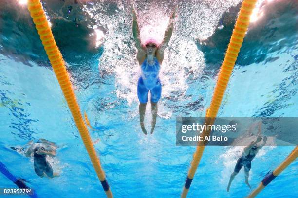 Yuliya Efimova of Russia competes during the Women's 200m Breaststroke final on day fifteen of the Budapest 2017 FINA World Championships on July 28,...