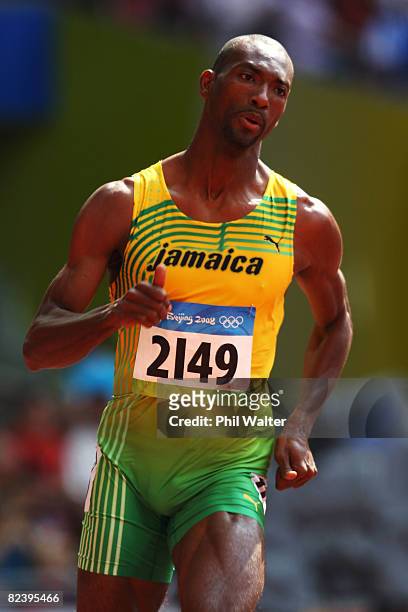 Michael Blackwood of Jamaica competes in the Men's 400m Heats at the National Stadium on Day 10 of the Beijing 2008 Olympic Games on August 18, 2008...