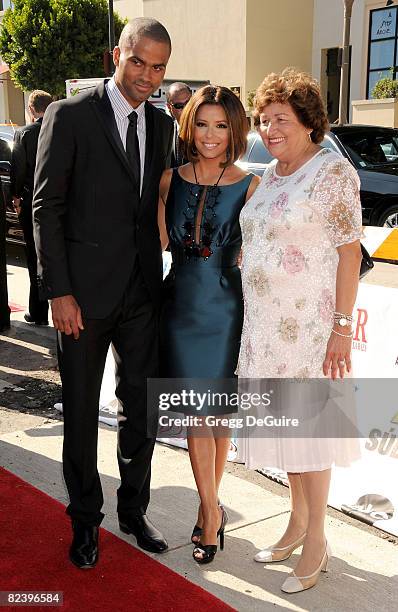 Basketball Player Tony Parker, Actress Eva Longoria and mom arrive at The 2008 ALMA Awards at the Pasadena Civic Auditorium on August 17, 2008 in...