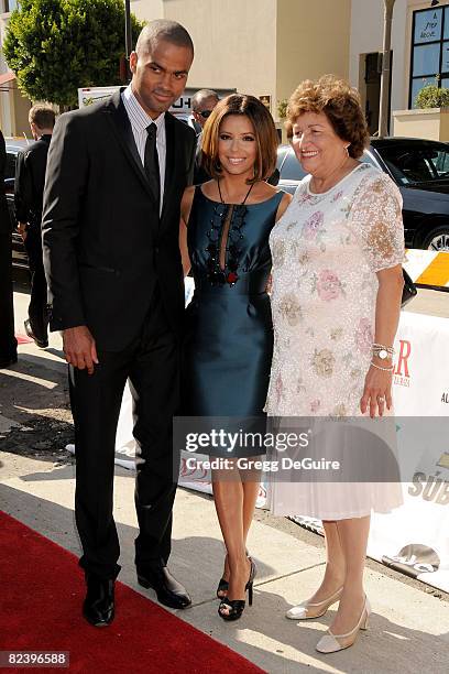 Basketball Player Tony Parker, Actress Eva Longoria and mom arrive at The 2008 ALMA Awards at the Pasadena Civic Auditorium on August 17, 2008 in...