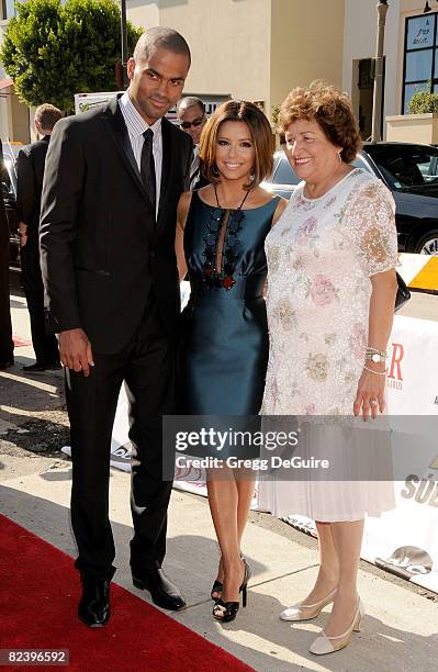 Basketball Player Tony Parker, Actress Eva Longoria and mom arrive at The 2008 ALMA Awards at the Pasadena Civic Auditorium on August 17, 2008 in...