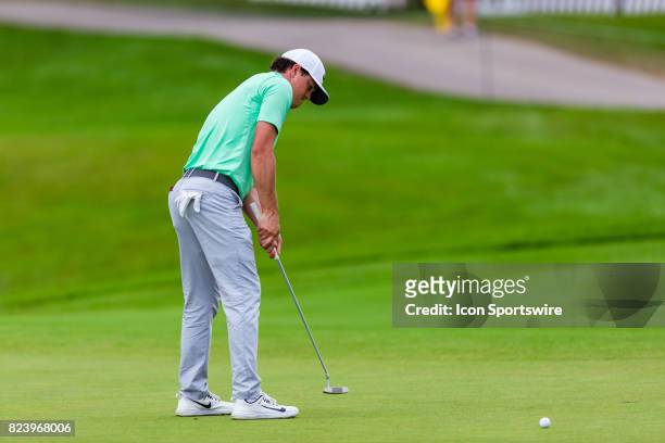 Cody Gribble putts on the green during first round action of the RBC Canadian Open on July 27 at Glen Abbey Golf Club in Oakville, ON, Canada.