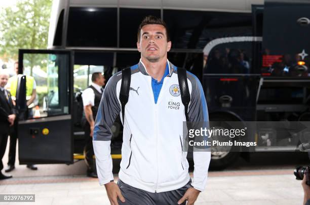 Eldin Jakupovic of Leicester City arrives at Stadium MK ahead of the pre season friendly between MK Dons and Leicester City on July 28th, 2017 in...