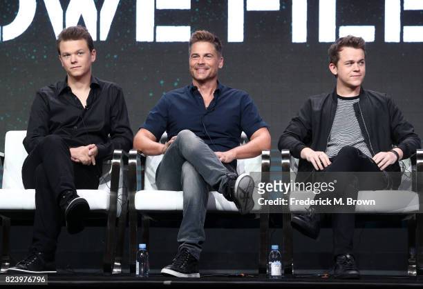 Matthew Lowe, executive producer Rob Lowe, John Owen Lowe of 'The Lowe Files ' speak onstage during the A+E portion of the 2017 Summer Television...