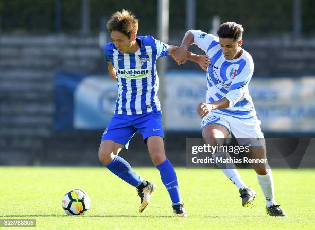 Left: Genki Haraguchi of Hertha BSC during the test match between Hertha BSC and Club Italia Berlino on july 28, 2017 in Berlin, Germany.