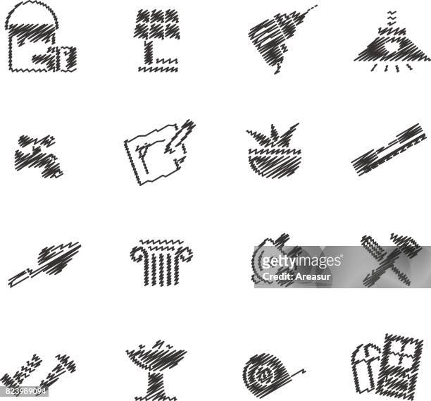 haus & bricolage icons / / scribble serie - bricolage stock-grafiken, -clipart, -cartoons und -symbole