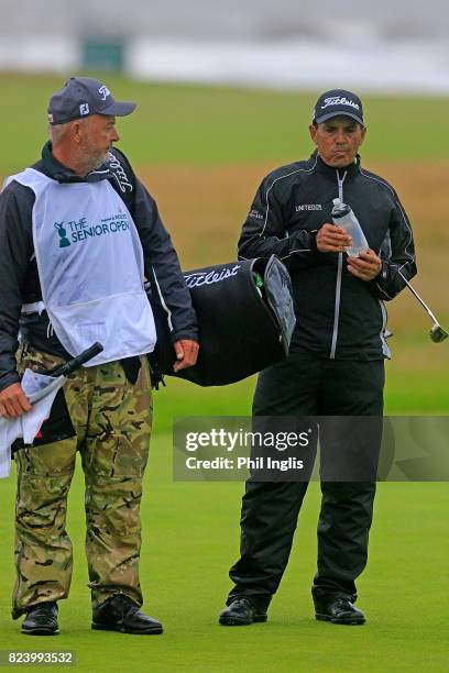 Tom Pernice Jnr of United States in action during the second round of the Senior Open Championship presented by Rolex at Royal Porthcawl Golf Club on...