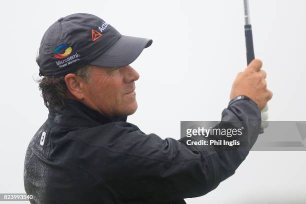 Scott McCarron of United States in action during the second round of the Senior Open Championship presented by Rolex at Royal Porthcawl Golf Club on...