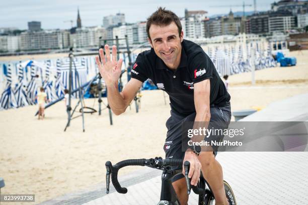 Haimar Zubeldia of Spain and Trek-Segafredo In the Ondarreta beach on the eve of the Classic San Sebastian 2017 on July 28, 2017 in San Sebastian,...