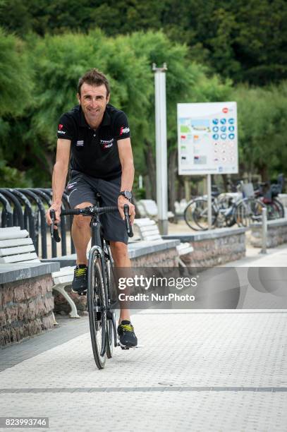 Haimar Zubeldia of Spain and Trek-Segafredo In the Ondarreta beach on the eve of the Classic San Sebastian 2017 on July 28, 2017 in San Sebastian,...