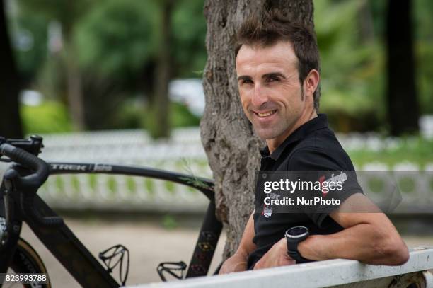 Haimar Zubeldia of Spain and Trek-Segafredo In the Ondarreta beach on the eve of the Classic San Sebastian 2017 on July 28, 2017 in San Sebastian,...