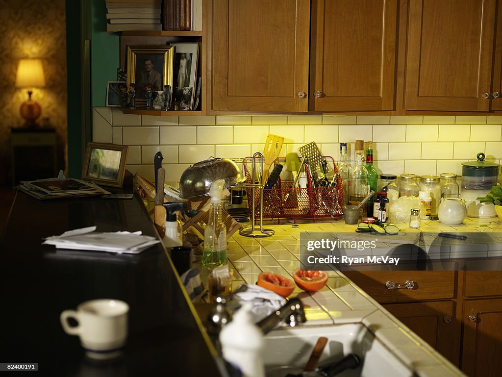 Authentic messy kitchen