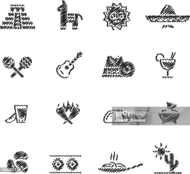 mexican food & culture // scribble series - inca musical instrument stock illustrations