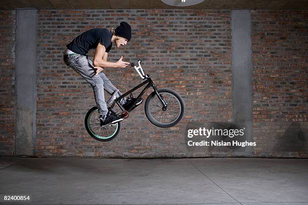 bmx bike - bicycle stunt stock pictures, royalty-free photos & images