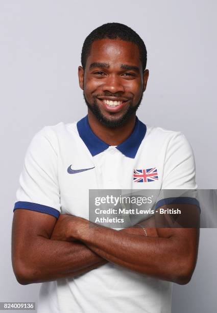 Delano Williams of the British Athletics team poses for a portrait during the British Athletics Team World Championships Preparation Camp July 28,...