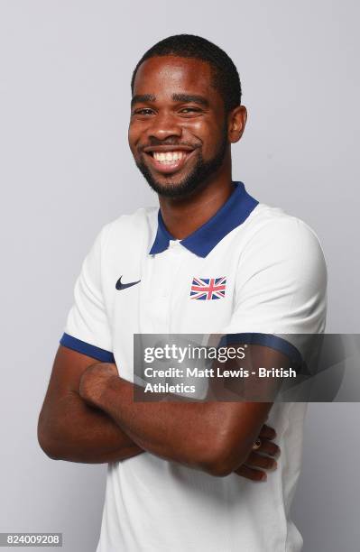 Delano Williams of the British Athletics team poses for a portrait during the British Athletics Team World Championships Preparation Camp July 28,...