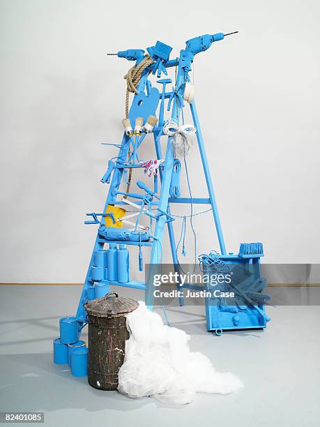sculpture constructed from diy equipment - paint roller stock pictures, royalty-free photos & images