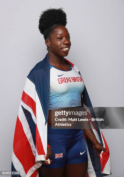 Anyika Onuora of the British Athletics team poses for a portrait during the British Athletics Team World Championships Preparation Camp July 28,...