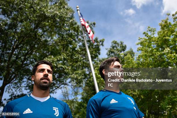 Sami Khedira and Paulo Dybala during the morning training session on July 28, 2017 in Boston City.