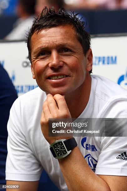 Willi Landgraf of Schalke II looks on during the Regionalliga match between Schalke 04 II and Preussen Muenster at the Veltins Arena on August 17,...