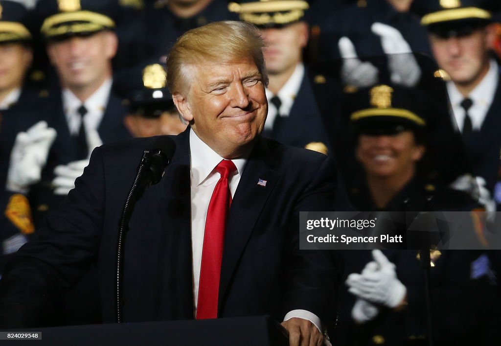 Donald Trump Addresses Members Of Law Enforcement On Long Island
