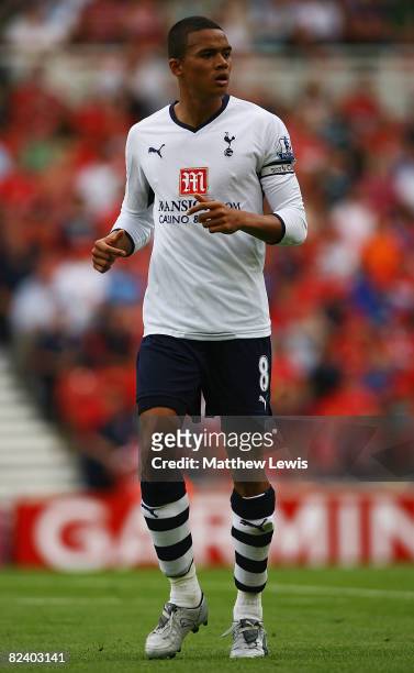 Jermaine Jenas of Tottenham Hotspur in action during the Barclays Premier League match bewteen Middlesbrough and Tottenham Hotspur at the Riverside...