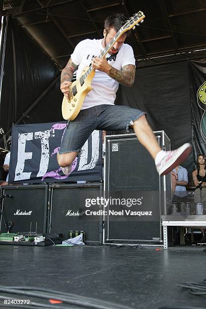 Jordan Buckley of Every Time I Die performs at the 2008 Vans Warped Tour at The Home Depot Center on August 17, 2008 in Los Angeles, California.
