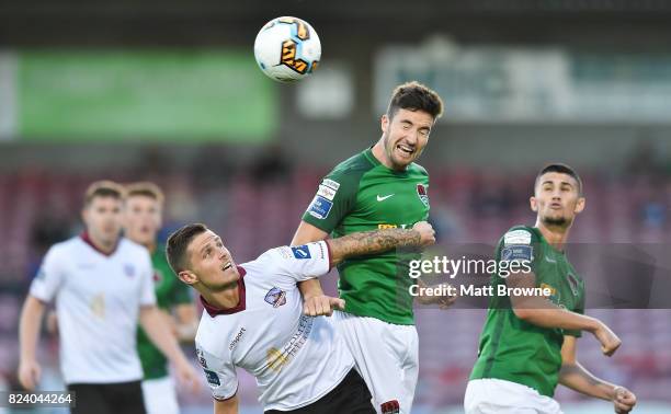Cork , Ireland - 28 July 2017; Gearoid Morrissey and Shane Griffin of Cork City in action against Gavan Holohan of Galway United during the SSE...