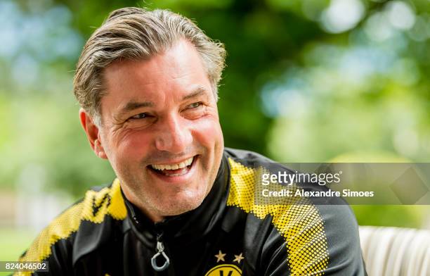 Michael Zorc, Director of Sports of Borussia Dortmund, during an interview on July 28, 2017 in Bad Ragaz, Switzerland.