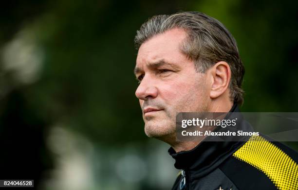 Michael Zorc, Director of Sports of Borussia Dortmund, during an interview on July 28, 2017 in Bad Ragaz, Switzerland.