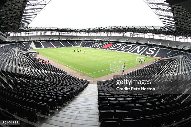 General view of stadium:mk before the Coca Cola League One Match between MK Dons and Northampton Town at Stadium:mk on August 16, 2008 in Milton...