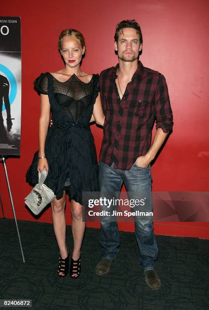 Actors Bijou Phillips and Shane attend the New York premiere of "What we do is Secret" at the Landmark Sunshine Cinemas on August 8, 2008 in New York...