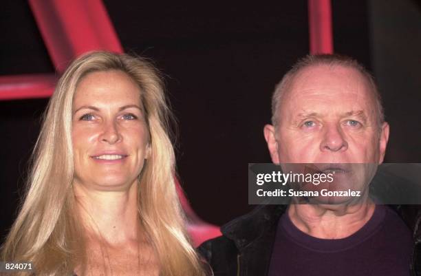 Actor Anthony Hopkins and Martha Laurentiis attend a press conference for the film "Hannibal" in Mexico City, February 20, 2001. "Hannibal" made its...