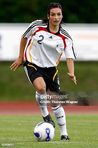 Annika Ernst of Germany runs with the ball during the Women U15 international friendly match between Germany and Scotland at the Mons Tabor stadium...