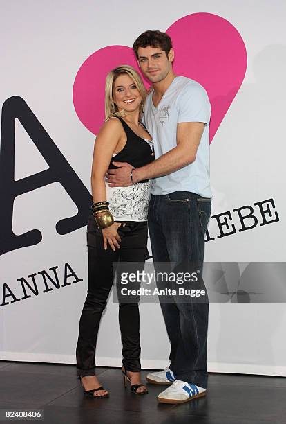 Actress and singer Jeanette Biedermann and actor Roy Peter Link attend a photocall to the new German television SAT.1 telenovela 'Anna und die Liebe'...