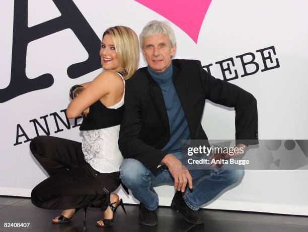 Actress and singer Jeanette Biedermann and actor Mathieu Carriere attend a photocall to the new German television SAT.1 telenovela 'Anna und die...