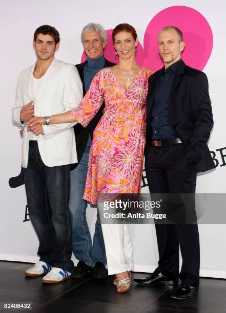 Actor Roy Peter Link, actor Mathieu Carriere, actress Franziska Matthus and actor Lars Loellmann attend a photocall to the new German television...